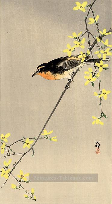 Orange boutonnage oiseau Ohara KOSON japonais Peintures à l'huile